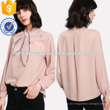 Blusa rosada del cuello del lazo de la corbata OEM / ODM Fabricación al por mayor Ropa de las mujeres de la manera (TA7011T)